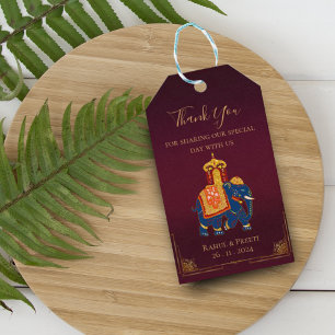Elegant Vibrant Red Gold Mandala Indian Wedding Geschenkanhänger