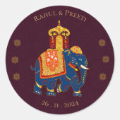 Elegant Vibrant Red Gold Mandala Indian Wedding Runder Aufkleber (Vorderseite)