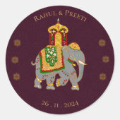 Elegant Vibrant Red Gold Mandala Indian Wedding Runder Aufkleber (Vorderseite)