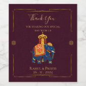 Elegant Vibrant Red Gold Mandala Indian Wedding Weinetikett (Einzelnes Label)