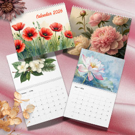 Elegant Vibrant Watercolor Botanical 2026 Kalender