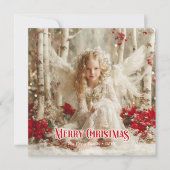 Elegant Victorian angel red and gold classic card Feiertagskarte (Vorderseite)