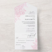 Elegant Victorian Blush Pink Floral Wedding All In One Einladung (Innen)