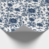 Elegant Victorian Damask Flower Pattern Navy Blue Geschenkpapier (Ecke)