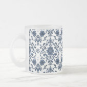 Elegant Victorian Damask Flower Pattern Navy Blue  Mattglastasse (Links)