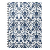 Elegant Victorian Damask Flower Pattern Navy Blue  Notizblock (Vorderseite)
