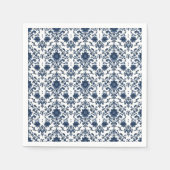 Elegant Victorian Damask Flower Pattern Navy Blue  Serviette (Vorderseite)