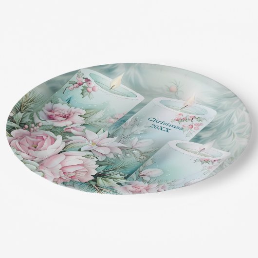 Elegant Victorian Holiday Paper Plate - Custom Pappteller (Schrägansicht)