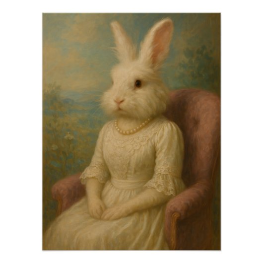 Elegant Victorian Lady Rabbit Anthropomorphic Poster (Vorderseite)