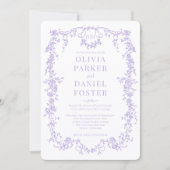 Elegant Victorian Lilac Purple All in One Wedding Einladung (Vorderseite)