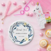 Elegant Victorian Navy Blue Lily Floral Botanical  Pappteller (Party)