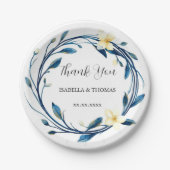 Elegant Victorian Navy Blue Lily Floral Botanical  Pappteller (Vorderseite)