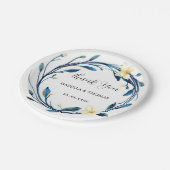 Elegant Victorian Navy Blue Lily Floral Botanical  Pappteller (Schrägansicht)