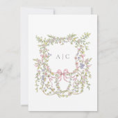 Elegant Victorian Pastel Floral Bow Wedding Einladung (Rückseite)