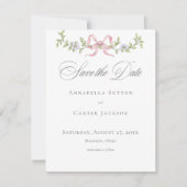Elegant Victorian Pastel Floral Bow Wedding Photo Save The Date (Vorderseite)