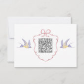 Elegant Victorian Pastel Floral Bow Wedding QR RSVP Karte (Rückseite)