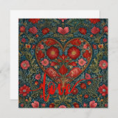 Elegant Victorian Valentines Day heart design Einladung (Vorne/Hinten)