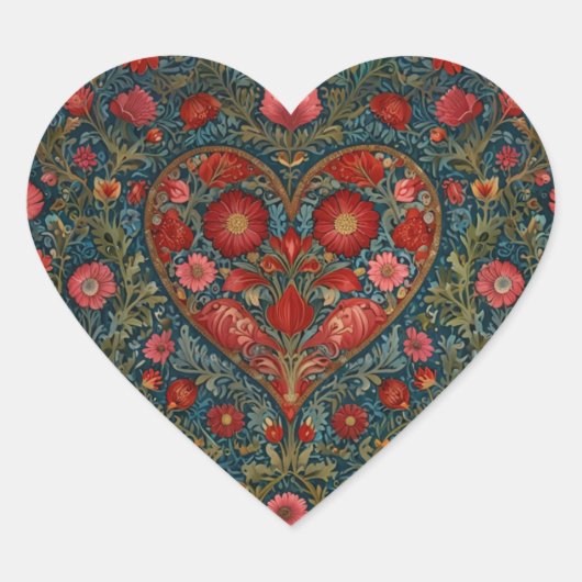 Elegant Victorian Valentines Day heart design Herz-Aufkleber (Vorderseite)