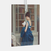Elegant Victorian Woman Reading in Library  Ornament Aus Glas (Vorderseite Rechts)
