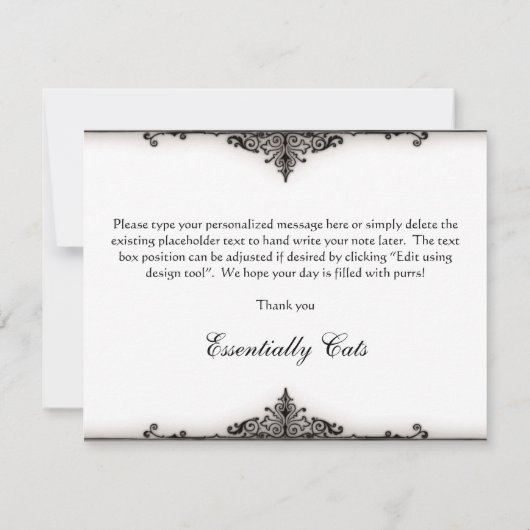 Elegant vielen Dank an Katzen, Schwanz Reben, Blac Dankeskarte (Rückseite)