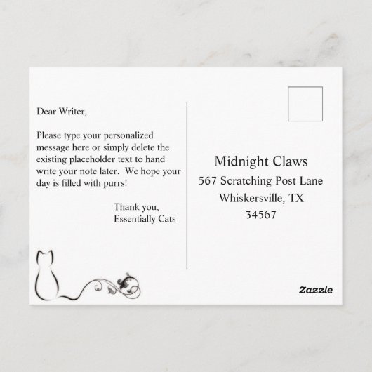 Elegant vielen Dank an Katzen, Schwanz Reben, Blac Postkarte (Rückseite)