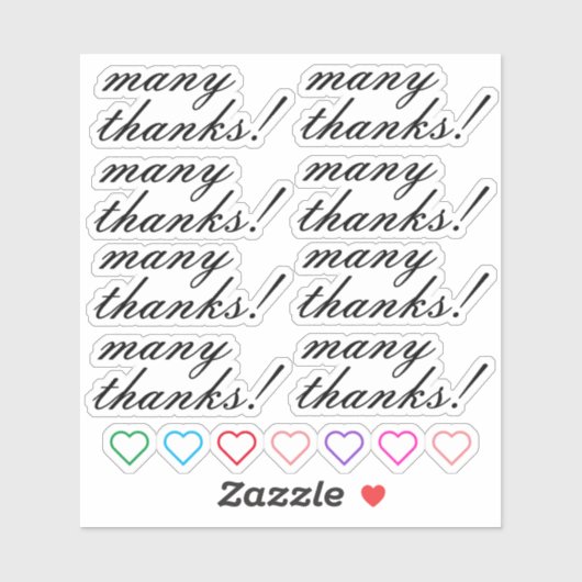 Elegant "vielen Dank!" Aufkleber (Blatt)