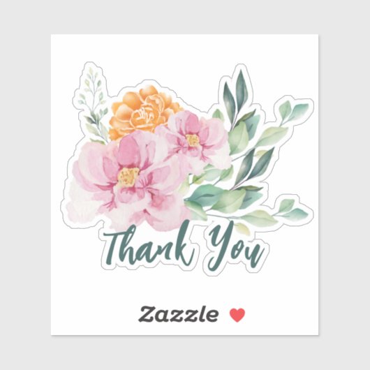 Elegant Vielen Dank Blume Aufkleber (Blatt)