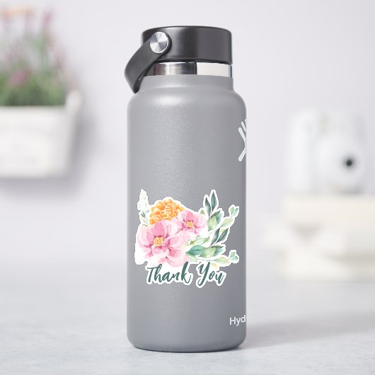 Elegant Vielen Dank Blume Aufkleber (HydroFlask)