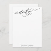 Elegant Vielen Dank Calligraphy Black & White Dankeskarte (Vorne/Hinten)