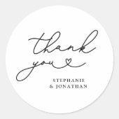 Elegant Vielen Dank Calligraphy Heart Sticker (Vorderseite)