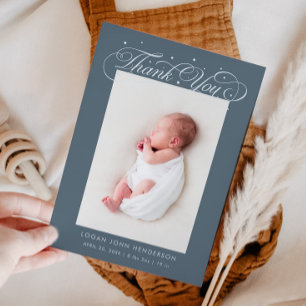 Elegant Vielen Dank Calligraphy Slate Birth Ankündigung