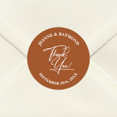 Elegant Vielen Dank Calligraphy Wedding Terracotta Runder Aufkleber