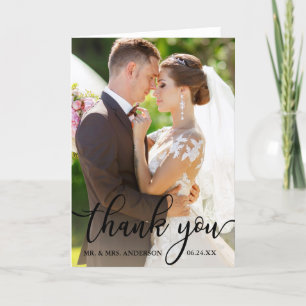 Elegant Vielen Dank, dass Sie Script Wedding Foto Dankeskarte