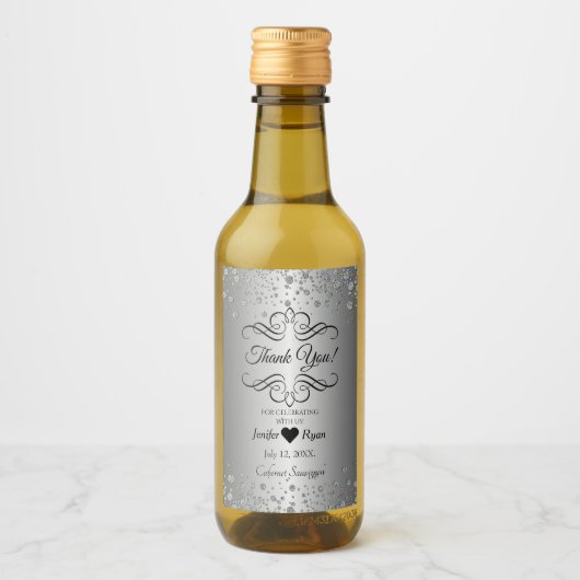 Elegant Vielen Dank Mini Wein Flasche Etikett (Vorderseite)