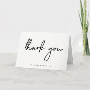 Elegant Vielen Dank Schwarz-Weiß-Script Dankeskarte