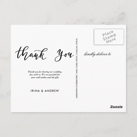 Elegant Vielen Dank, Script Foto Collage Postkarte (Rückseite)