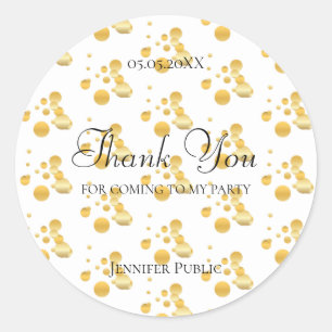 Elegant Vielen Dank Script Gold Confetti Template Runder Aufkleber