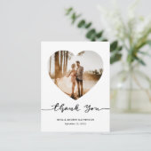 Elegant Vielen Dank, Script Heart Foto Postkarte (Stehend Vorderseite)