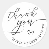 Elegant Vielen Dank Script Heart Gastgeschenk Hoch Runder Aufkleber (Vorderseite)
