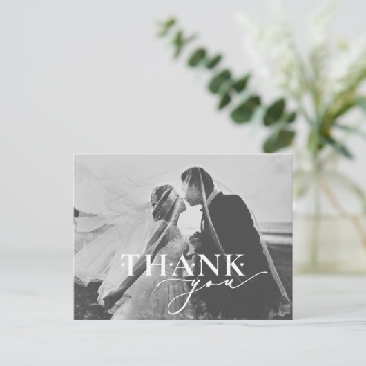 Elegant Vielen Dank, Script Heart Wedding Postkarte (Stehend Vorderseite)