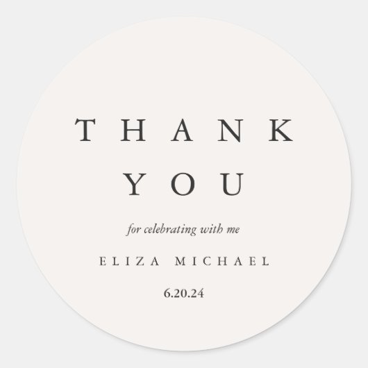 Elegant Vielen Dank Taupe Brautparty Runder Aufkleber (Vorderseite)