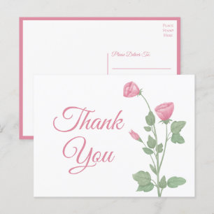 Elegant Vielen Dank Watercolor Spring Pink Floral Postkarte