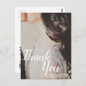Elegant Vielen Dank White Script Foto Wedding Post Postkarte (Vorne/Hinten)