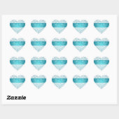 Elegant Vielen Dank Wirbel Pattern Aqua Blue Herz-Aufkleber (Blatt)