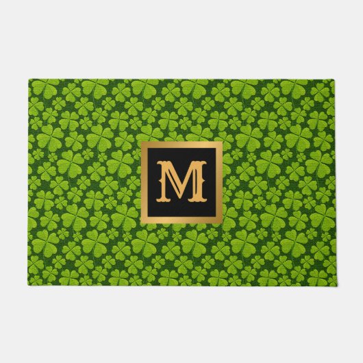 Elegant Vierblättriges Kleeblatt Floral Fußmatte (Vorderseite)