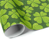 Elegant Vierblättriges Kleeblatt Floral Geschenkpapier (Rolleneckpunkt)
