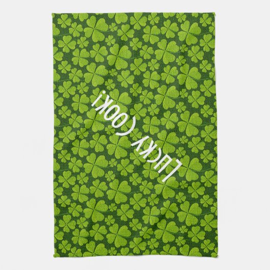 Elegant Vierblättriges Kleeblatt Floral Geschirrtuch (Vertikal)