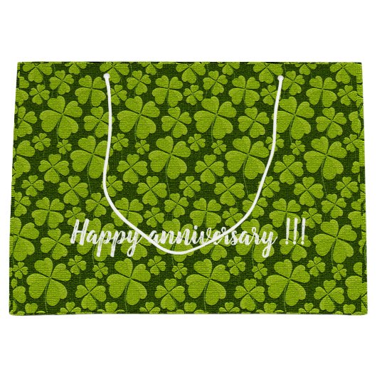 Elegant Vierblättriges Kleeblatt Floral Große Geschenktüte (Vorderseite)