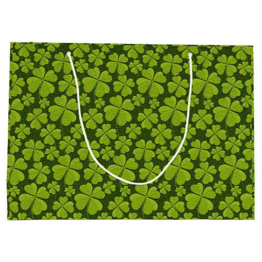 Elegant Vierblättriges Kleeblatt Floral Große Geschenktüte (Rückseite)