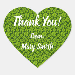 Elegant Vierblättriges Kleeblatt Floral Herz-Aufkleber